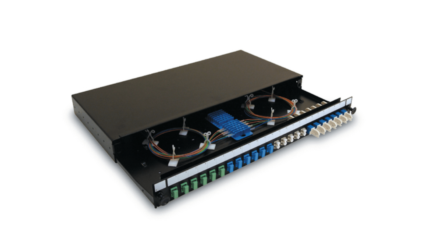 Patch panel per fibra ottica, HellermannTyton Connectivity, 48 porte, LC, Multimode, Duplex, 1U, Scorrevole