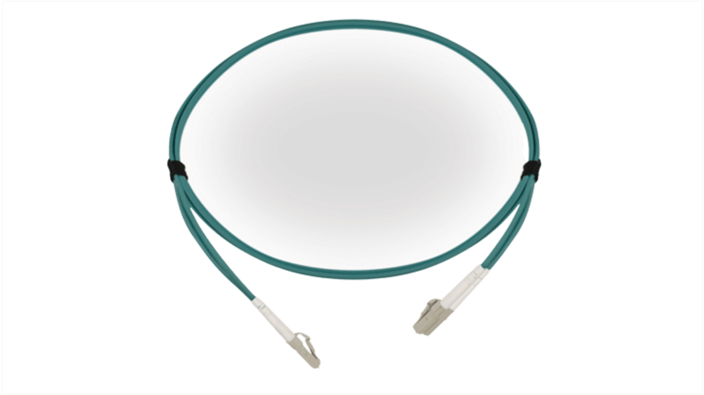 HellermannTyton Connectivity LWL-Kabel 1m Festader OM3 2-Fasern Hellblau LC LC