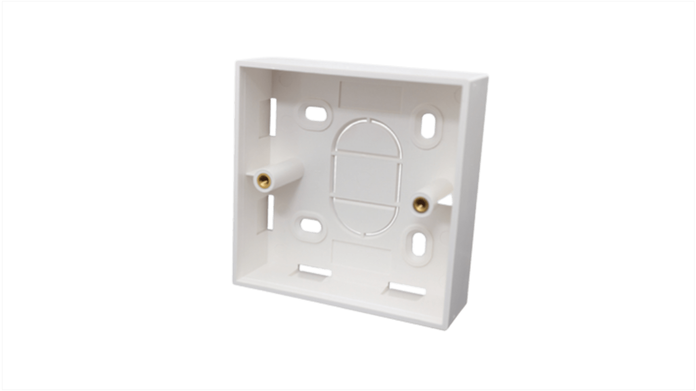 Amphenol Industrial HTC White Plastic Coated ABS Back Box, Wall Mount, 1 Gangs, 86x86x37mm