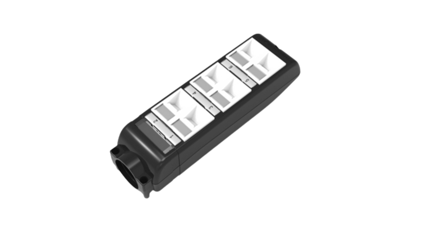 HellermannTyton Connectivity HT Series 6 Port RJ Patch Panel 215mm Black, White