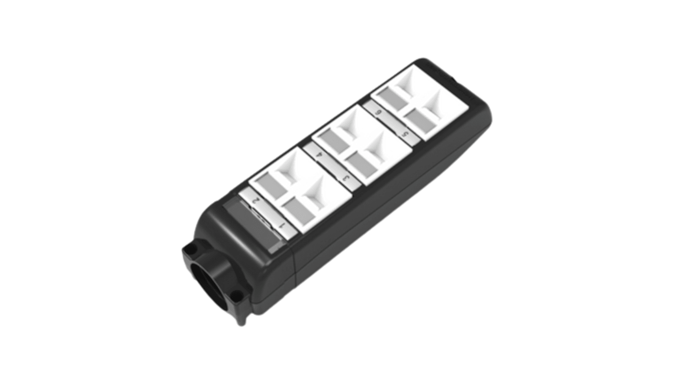 Amphenol Industrial HT Series 6 Port RJ Patch Panel 215mm Black, White