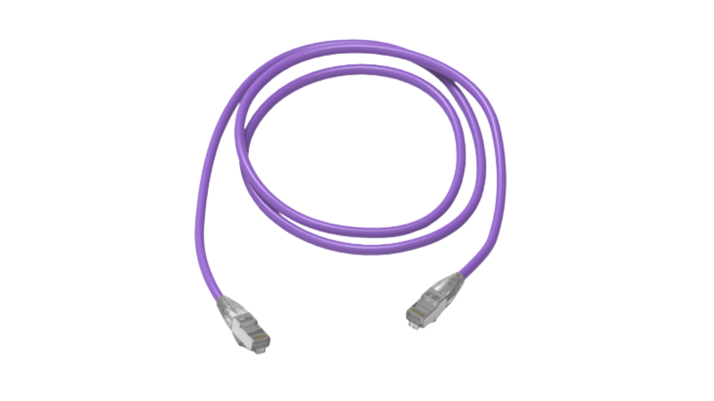 HellermannTyton Connectivity Ethernetkabel Cat.6a, 10m, Violett Verlegekabel, A RJ45 Geschirmt Stecker, B RJ45, LSZH