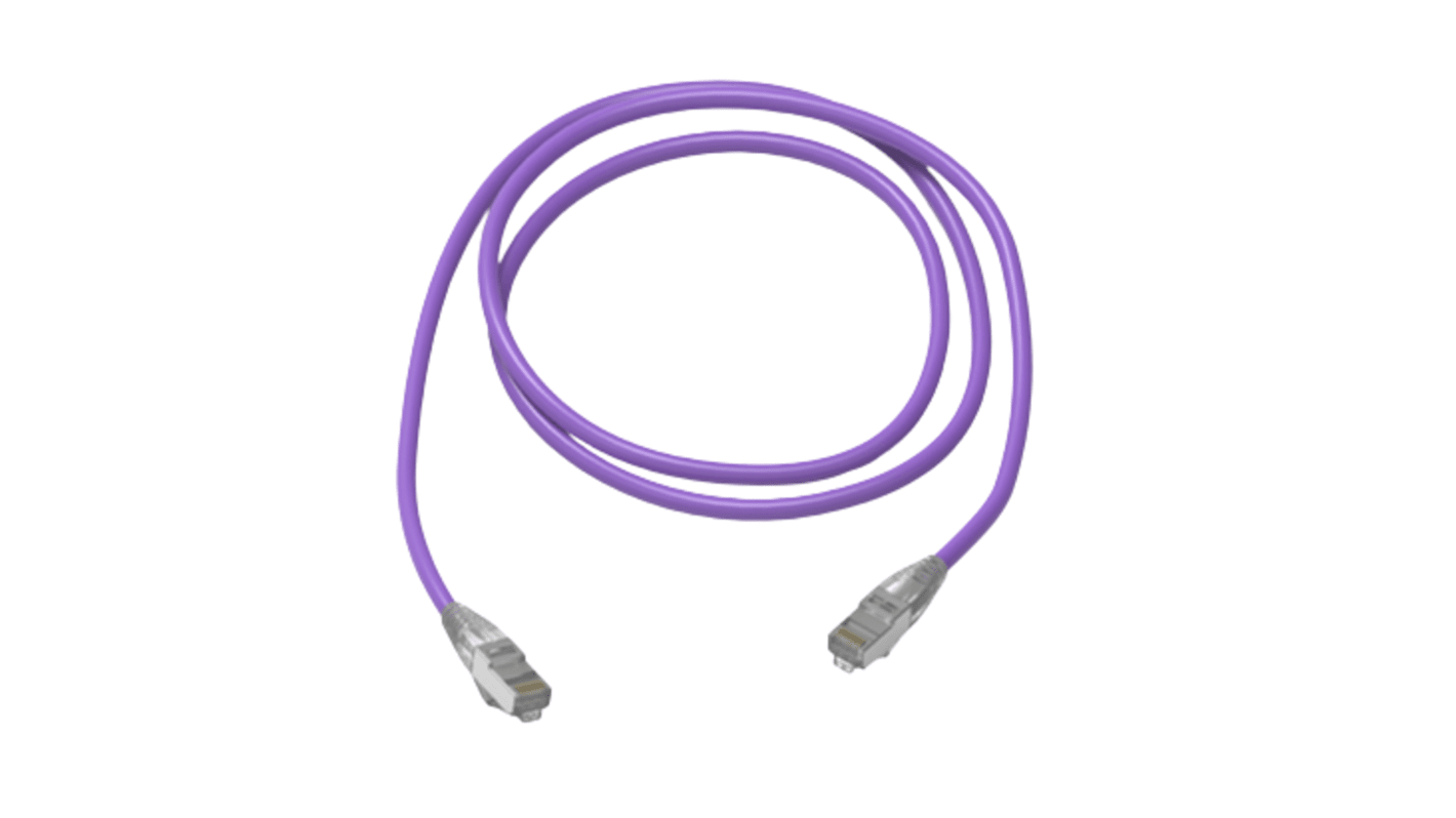 Polyco Healthline Cat6a Straight Male RJ45 to Straight Male RJ45 Ethernet Cable, Shielded, Purple LSZH Sheath, 30m