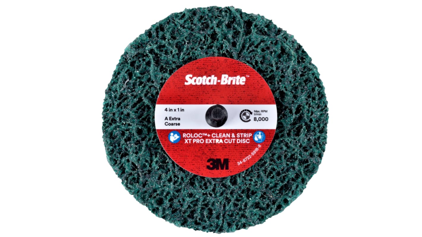 3M Scotch Brite Roloc + Aluminium Oxide Sanding Disc, 125mm x 6mm Thick, Extra Coarse Grade, 7100192733, 8 in pack