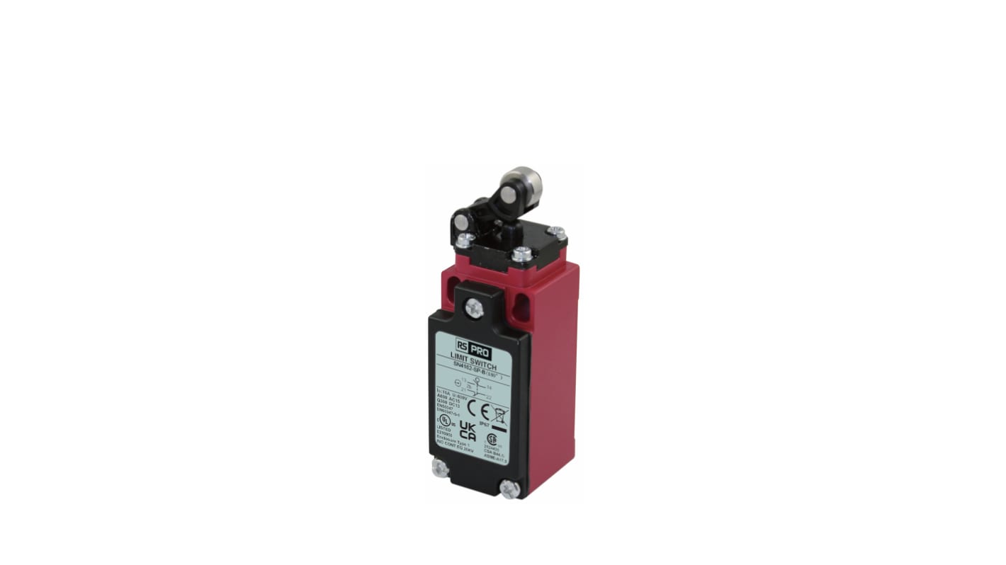 RS PRO Roller Lever Limit Switch, NO/NC, IP67, SPDT 1NO/1NC, Die Cast Zinc Housing, 250V ac ac Max, 3A Max