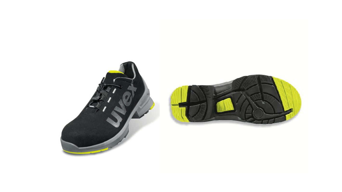 Uvex U8544 Unisex Black, Grey, Yellow Composite  Toe Capped Safety Shoes, UK 7, EU 41