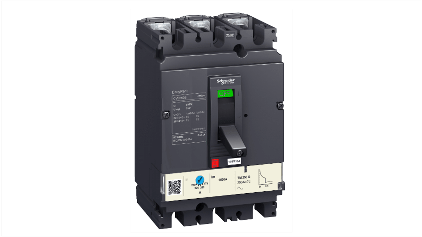 Schneider Electric EasyPact CVS100N, Leistungsschalter MCCB 3P-polig, 12.5A / Abschaltvermögen 40 kA, Fest, L. 161mm