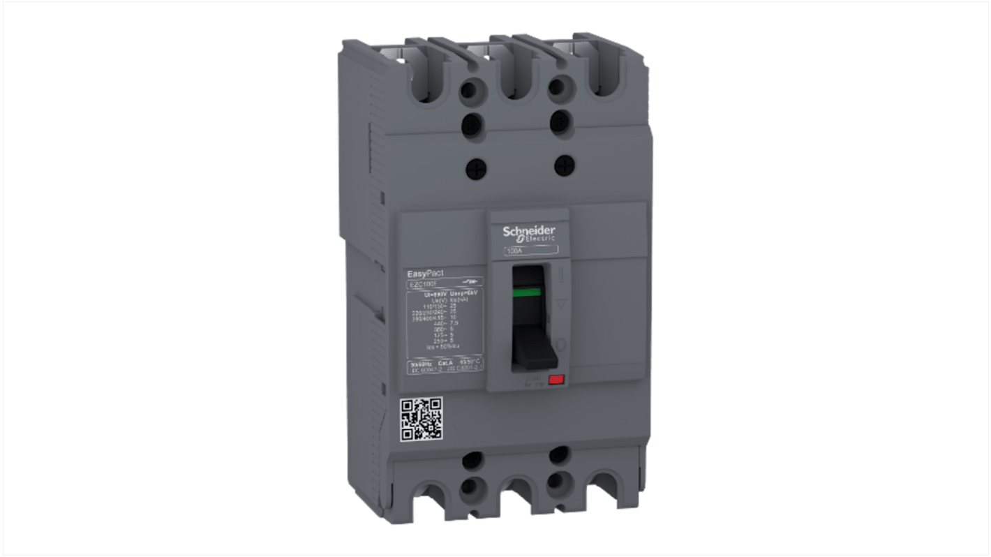 Schneider Electric EasyPact EZC400N, Leistungsschalter MCCB 3P-polig, 100A / Abschaltvermögen 5 kA 550V 250V, Fest, L.