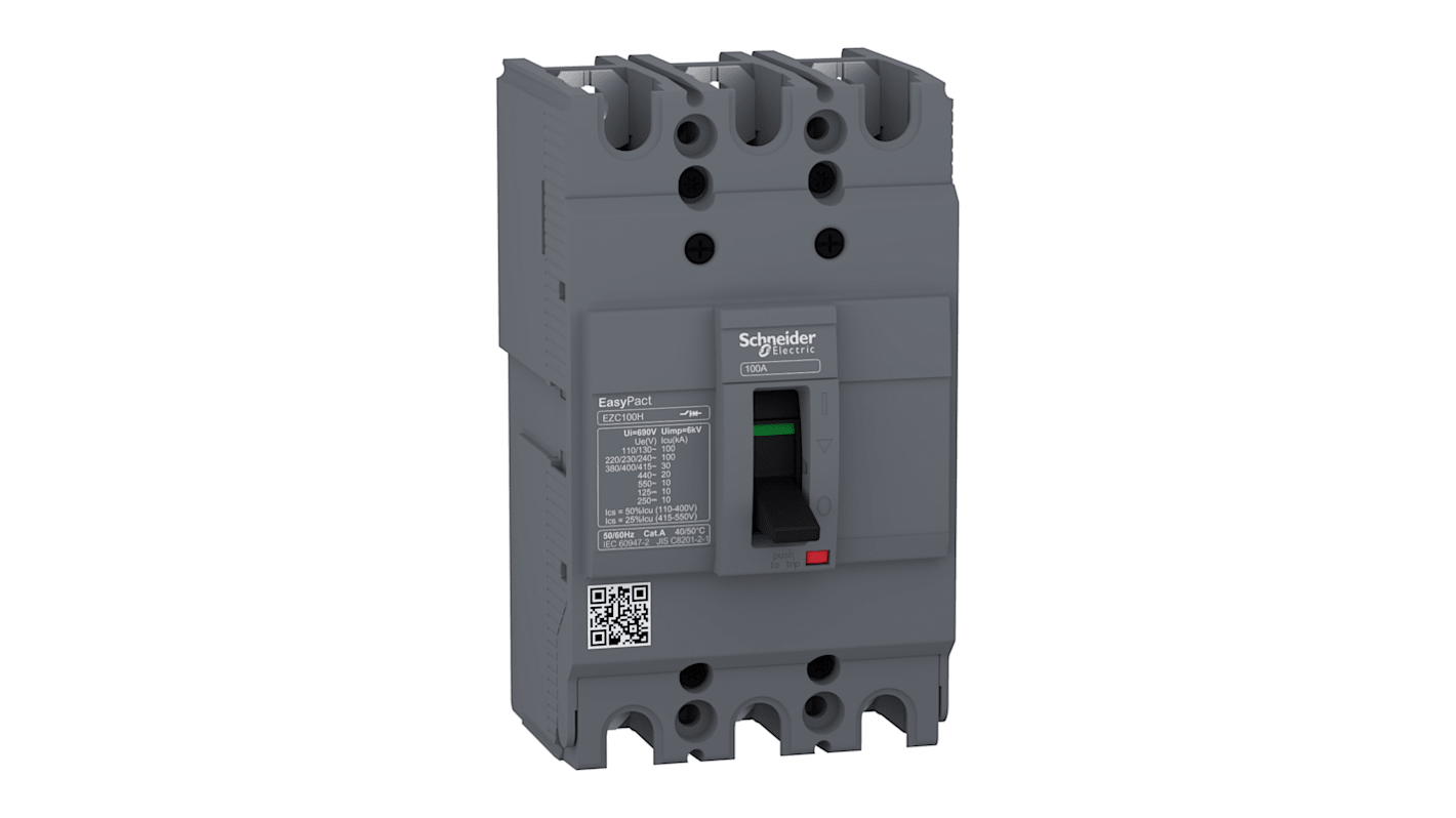 Schneider Electric EasyPact EZC100H, Leistungsschalter MCCB 3-polig, 16A / Abschaltvermögen 10 kA 550V 250V, Fest, L.