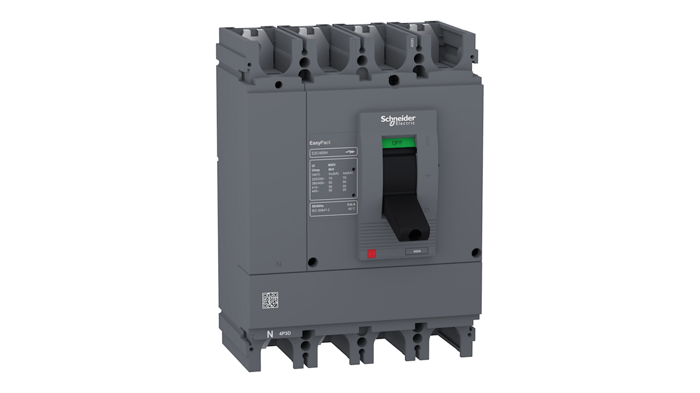 Schneider Electric EasyPact EZC, Leistungsschalter MCCB 4-polig, 400A / Abschaltvermögen 50 kA 440V 250V, Fest, L. 255mm