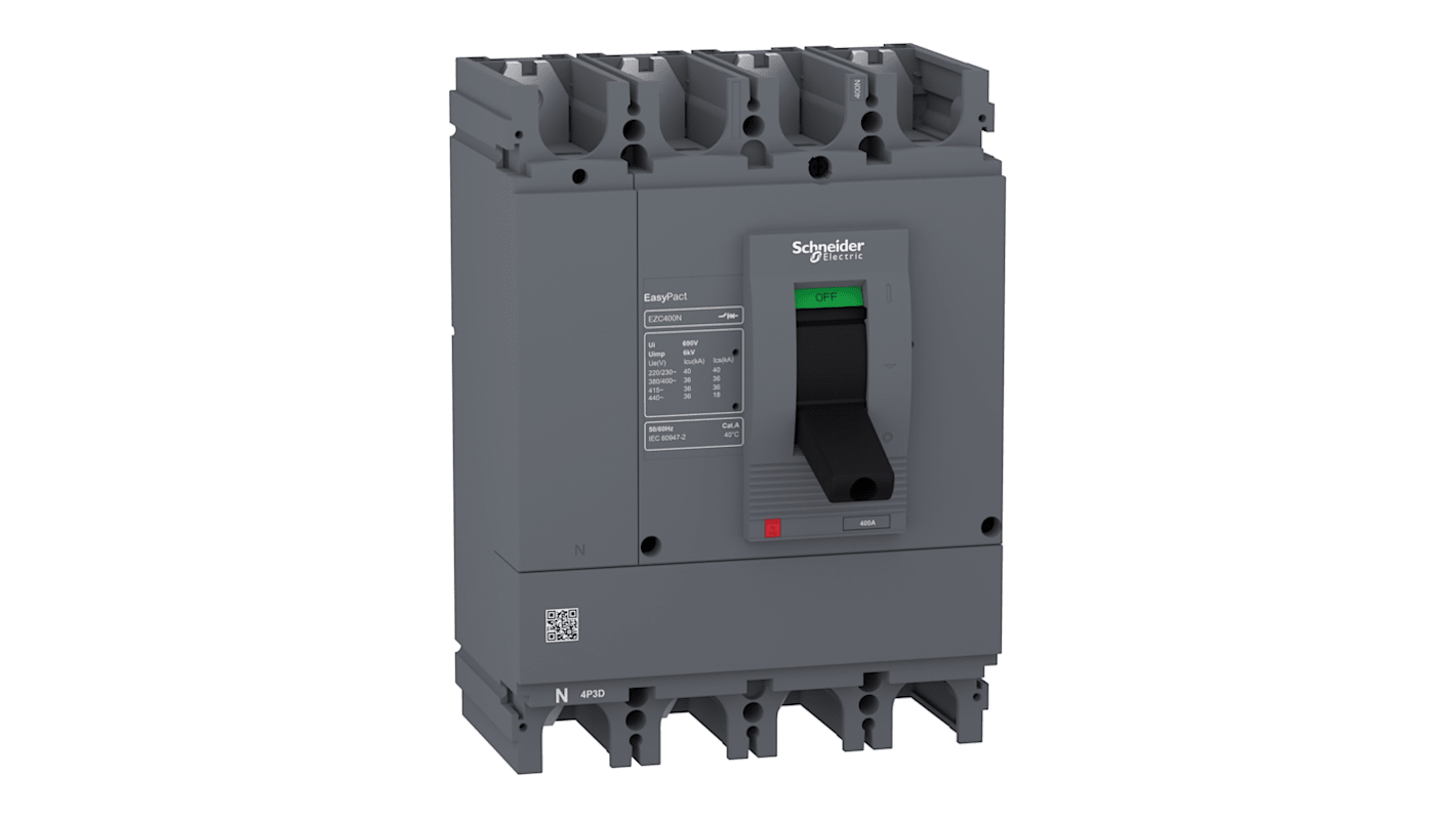 Schneider Electric EasyPact EZC400N, Leistungsschalter MCCB 4P-polig, 400A / Abschaltvermögen 36 kA 440V 250V, Fest, L.