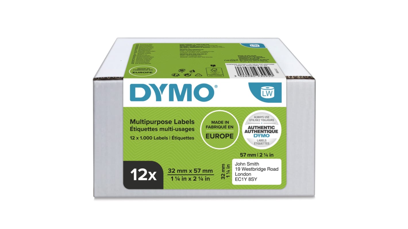 DYMO 12 Pack 32 x 57mm Multipurpose Labe