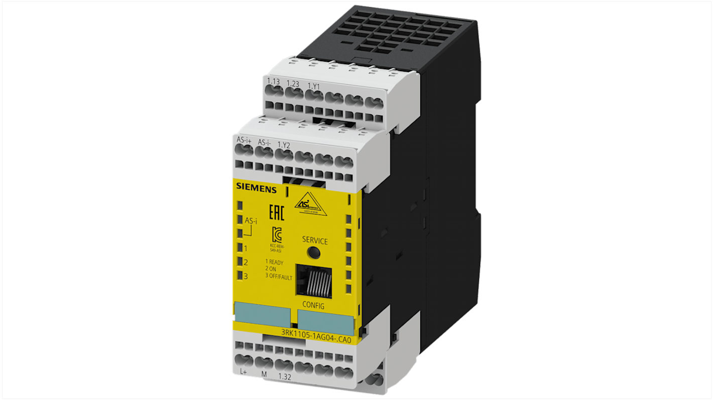 Modulo di monitoraggio Siemens, serie 3RK1105, per Monitor di sicurezza ASIsafe Base, Analogico