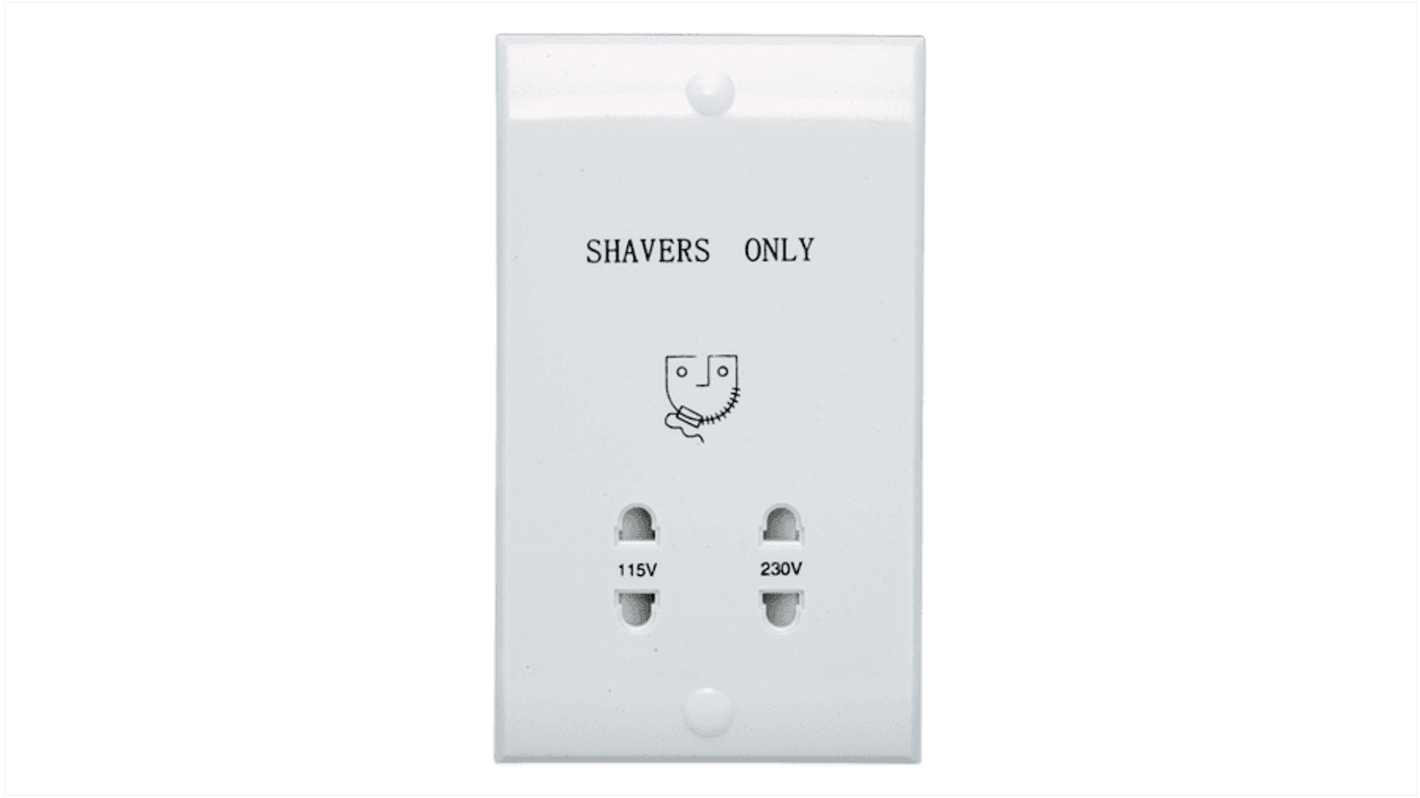 4lite UK White 2 Gang Shaver Socket, Indoor Use