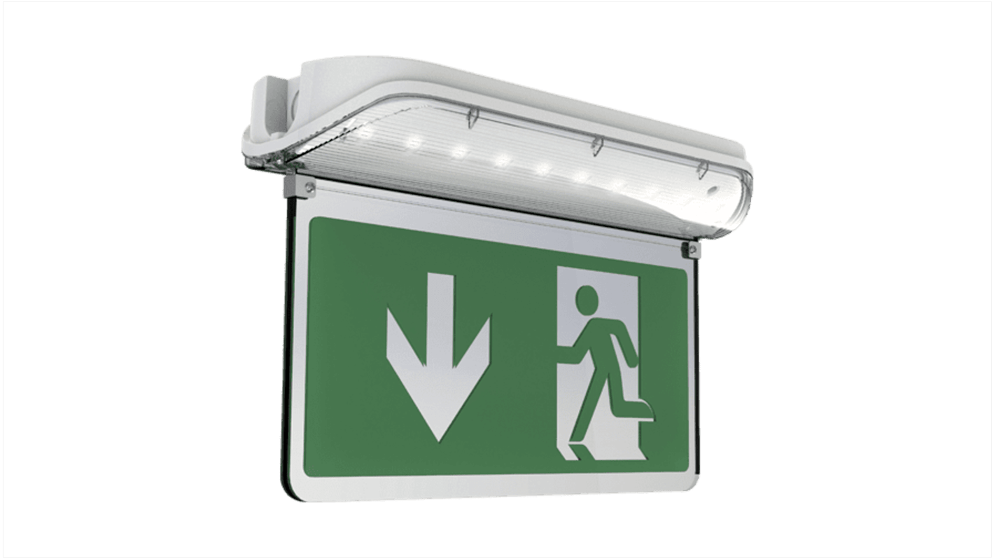 4lite UK LED Emergency Exit Sign, Surface Mount, 3 W, Maintained, Non Maintained