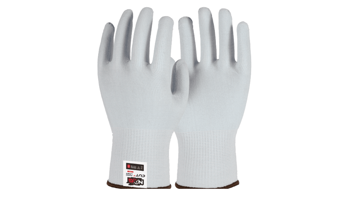 NXG White Yarn Cut Resistant Work Gloves, Size 6, XS, Nitrile Coating