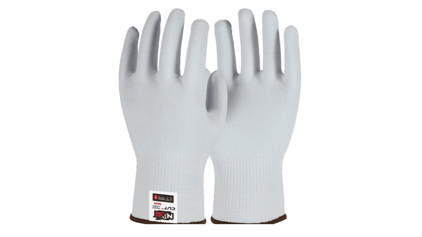 NXG White Yarn Cut Resistant Work Gloves, Size 7, Nitrile Coating