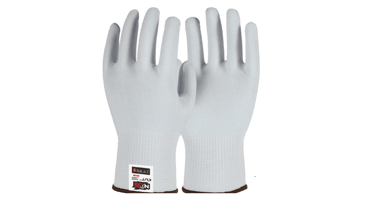 NXG White Yarn Cut Resistant Work Gloves, Size 9, Large, Nitrile Coating