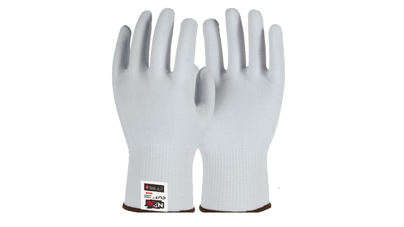 NXG White Yarn Cut Resistant Work Gloves, Size 12, XXXL, Nitrile Coating