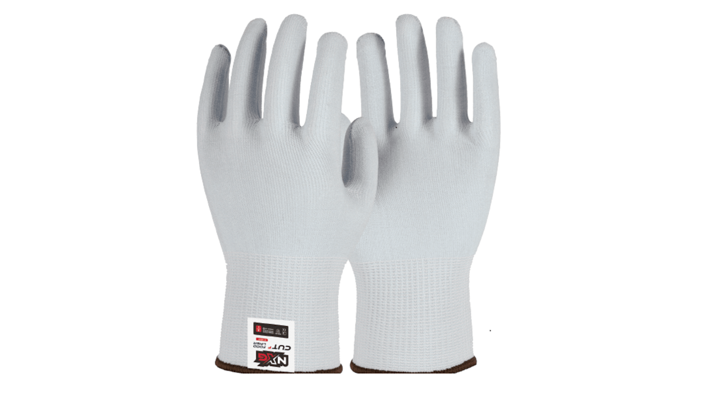 NXG White Yarn Cut Resistant Work Gloves, Size 12, Nitrile Coating