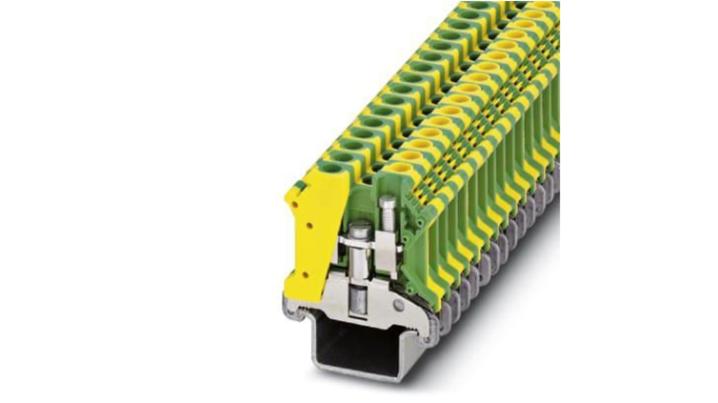 Borne modular a tierra, , 1 vía vías, Abrazadera roscada de conexión a tierra, 24 → 8 AWG, Carril DIN,