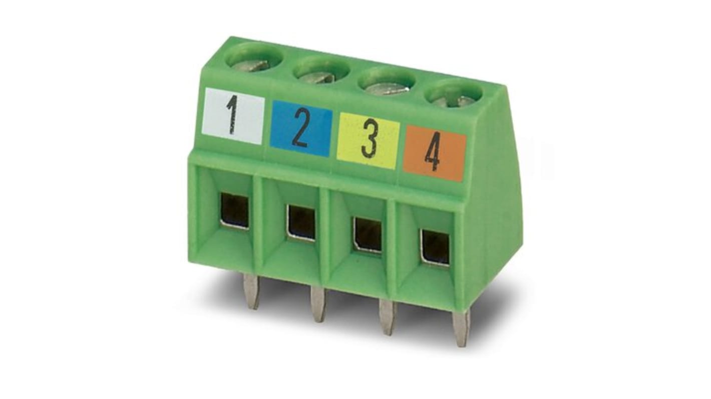 Phoenix Contact 5 PROFINET 2, MKDS 1/ 4-3 Series PCB Terminal Block, 4-Contact, 3.5mm Pitch, PCB Mount, 1-Row, PCB