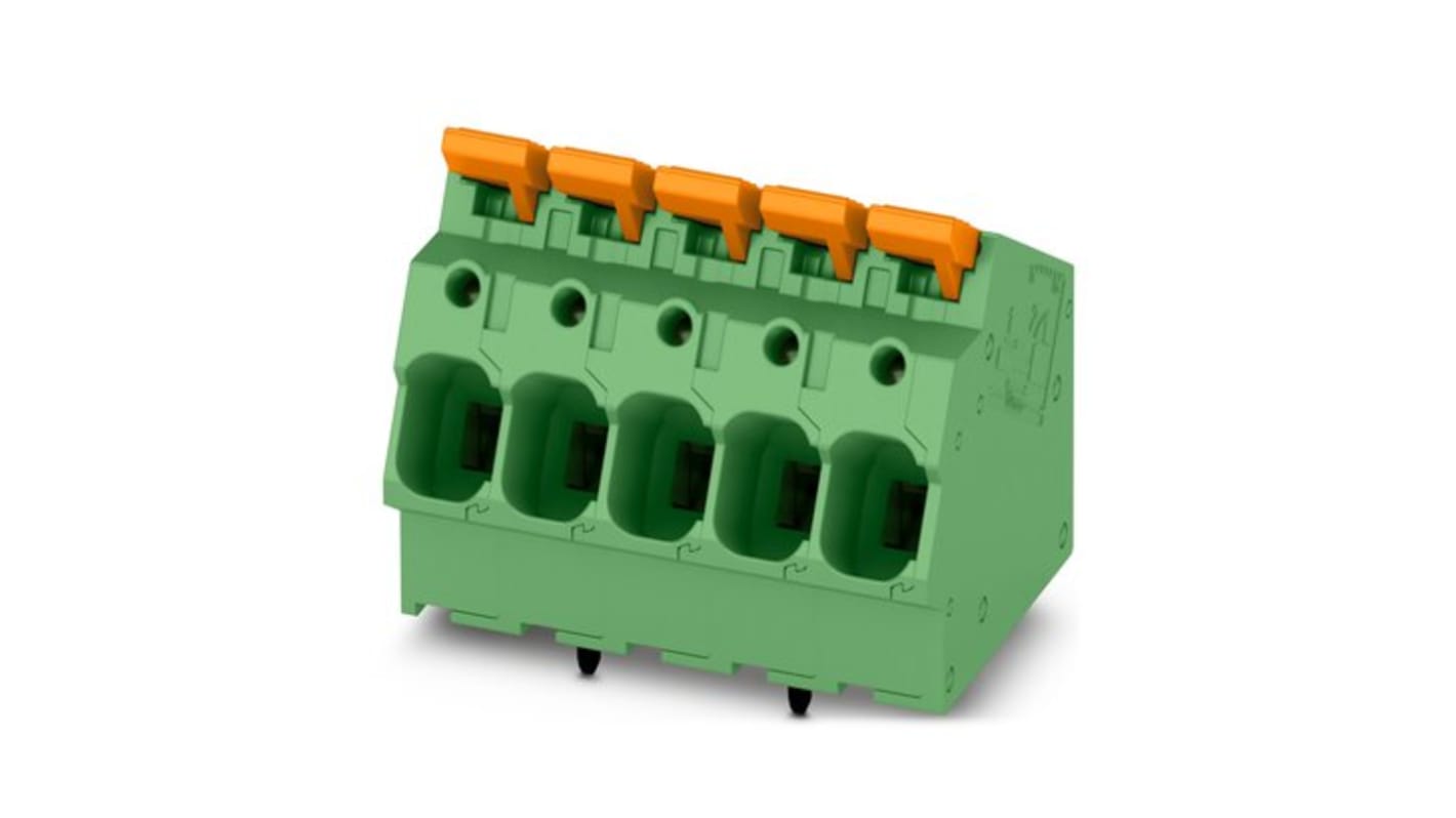 Phoenix Contact 5-ZB, LPTA 6/ 2-7 Series PCB Terminal Block, 2-Contact, 7.5mm Pitch, PCB Mount, 1-Row, PCB Termination