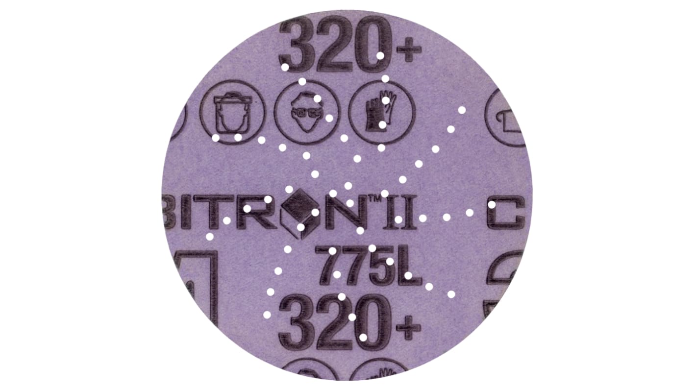 3M 3M Xtract Cubitron II Film Disc 775L Ceramic Sanding Disc, 76.2mm x 0.076mm Thick, 320+ Grade, 320+ Grit, Xtract,