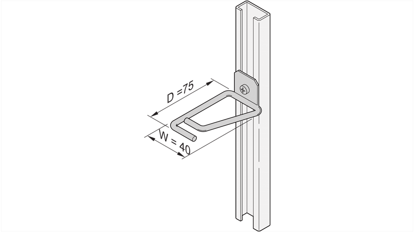 nVent SCHROFF 20118 Series Steel Cable Hook for Use with Cable, 40 x 75mm