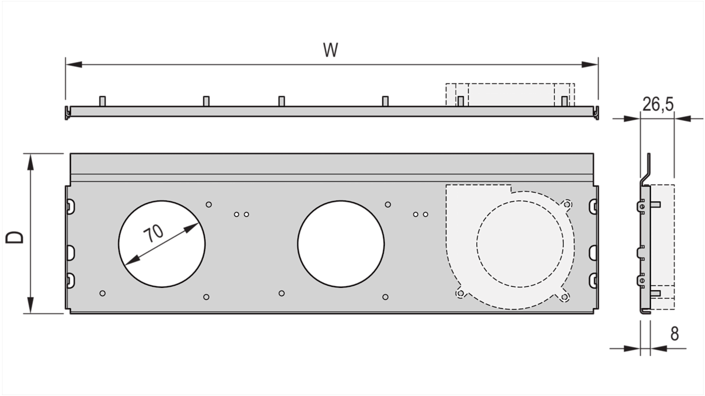 nVent SCHROFF Base Plate, 6U, 485 x 92mm