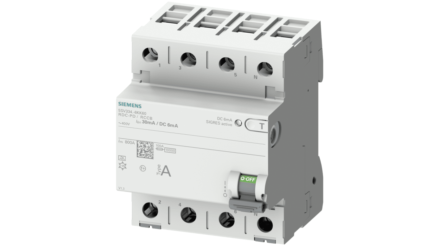 RCCB Siemens, 40A Tipo F, 2 Polos, 30mA SENTRON 230V