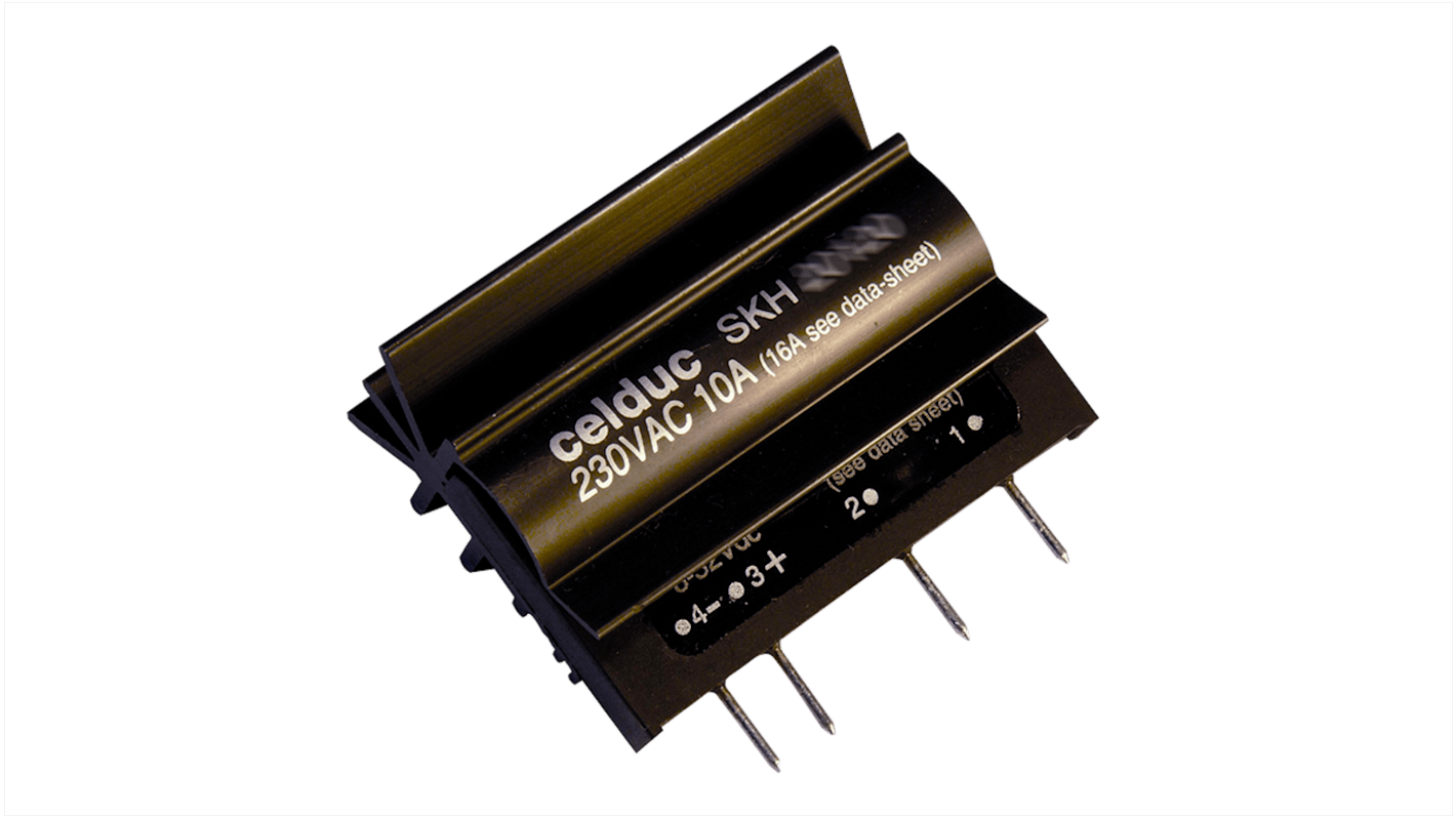 Celduc SK Series Solid State Relay, 10 A Load, PCB Mount, 280 Vrms Load, 14 Vdc Control