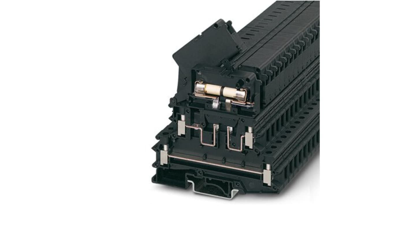 Phoenix Contact UKK 5-HESILA 250(6.3X32) Series Black Modular Terminal Block, 1.5mm², 1-Level, Screw Termination