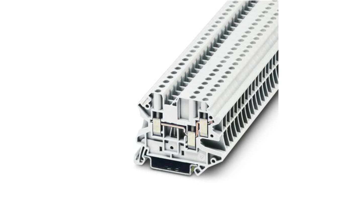 Phoenix Contact UT 4-TWIN WH Series White Feed Through Terminal Block, 4mm², 1-Level, Screw Termination