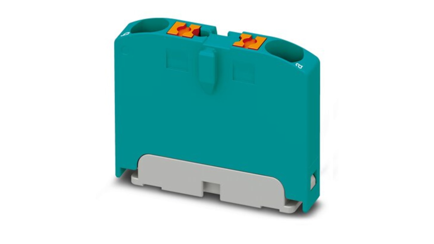 Phoenix Contact Distribution Block, 2 Way, 2.5mm², 24A, 450 V, Turquoise