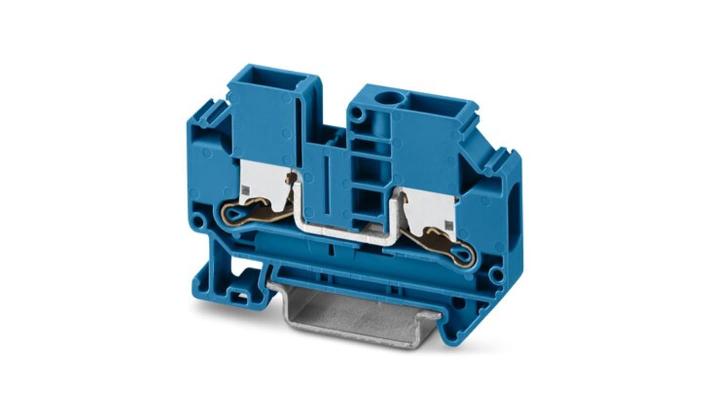 Phoenix Contact XTV 6 BU Series Blue Feed Through Terminal Block, 6mm², Single-Level, Push In Termination