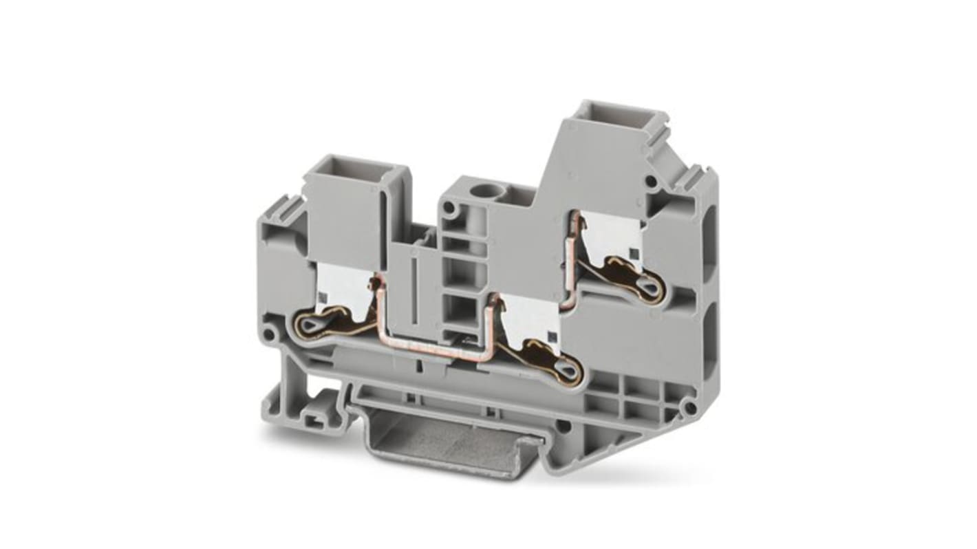 Phoenix Contact XTV 6-TWIN Series Grey Feed Through Terminal Block, 6mm², Single-Level, Push In Termination