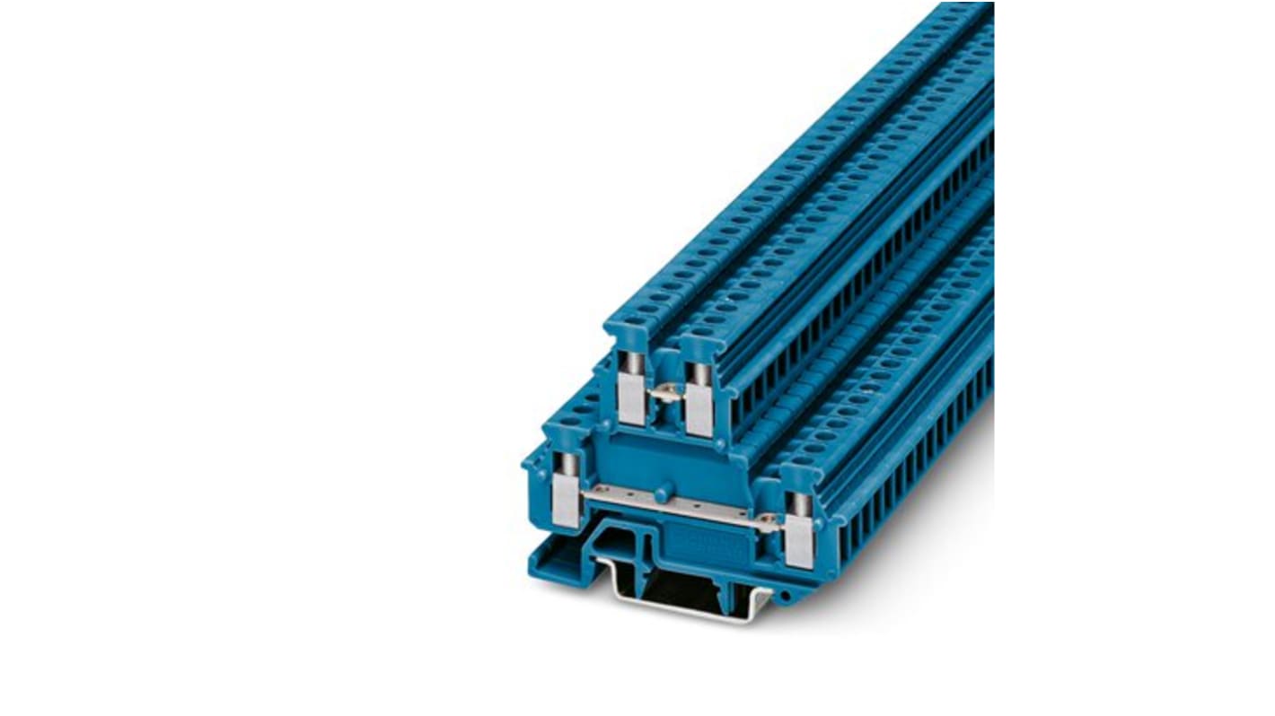 Phoenix Contact MBKKB 2.5 BU Series Blue Feed Through Terminal Block, 2.5mm², 2-Level, Screw Termination