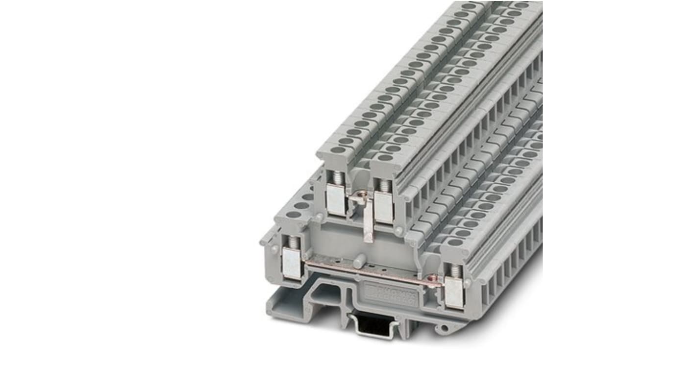 Phoenix Contact MBKKB 2.5-BE Series Grey Feed Through Terminal Block, 2.5mm², 2-Level, Screw Termination