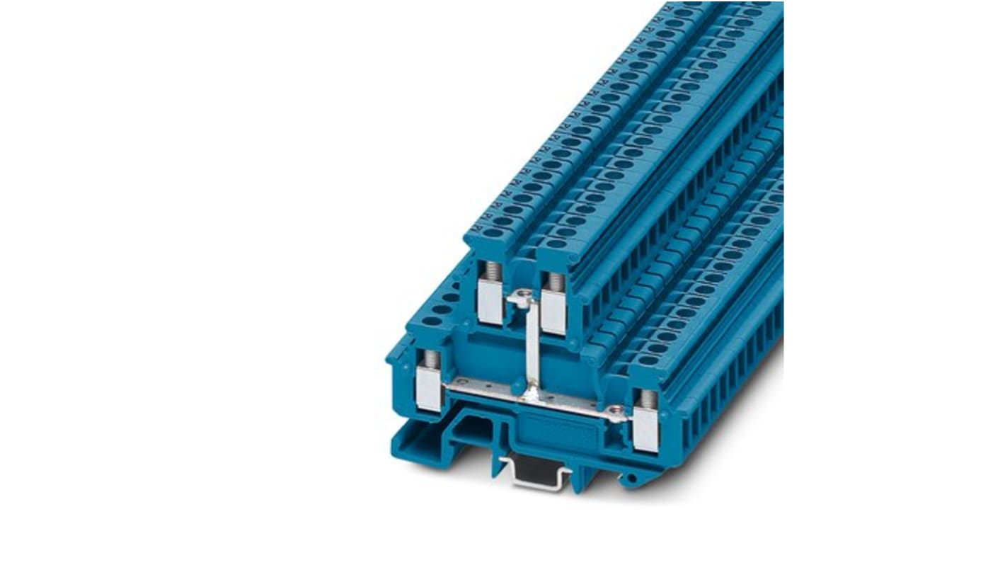 Phoenix Contact MBKKB 2.5-PV BU Series Blue Feed Through Terminal Block, 2.5mm², 2-Level, Screw Termination