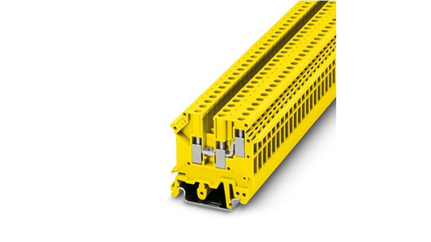 Phoenix Contact UK 5-TWIN YE Series Yellow Feed Through Terminal Block, 4mm², 1-Level, Screw Termination