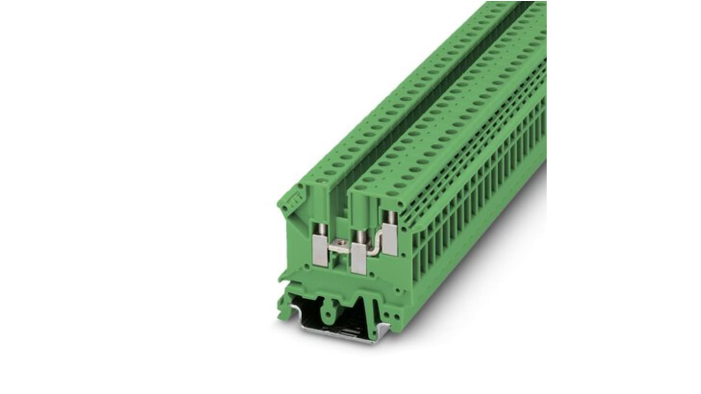 Phoenix Contact UK 5-TWIN GN Series Green Feed Through Terminal Block, 4mm², 1-Level, Screw Termination