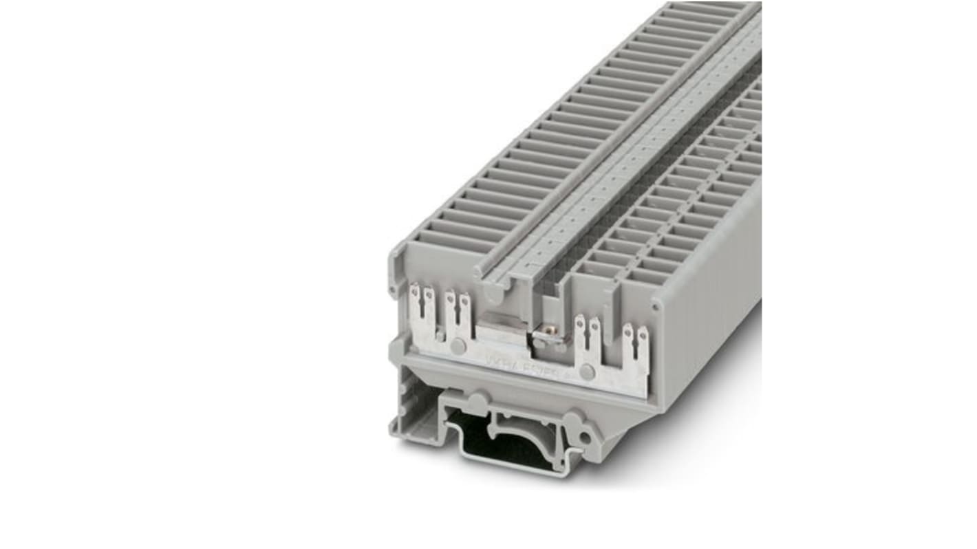 Phoenix Contact UVKB 4-FS/FS(8-2.8-0.8) Series Grey Feed Through Terminal Block, 4mm², 1-Level, Spade Termination