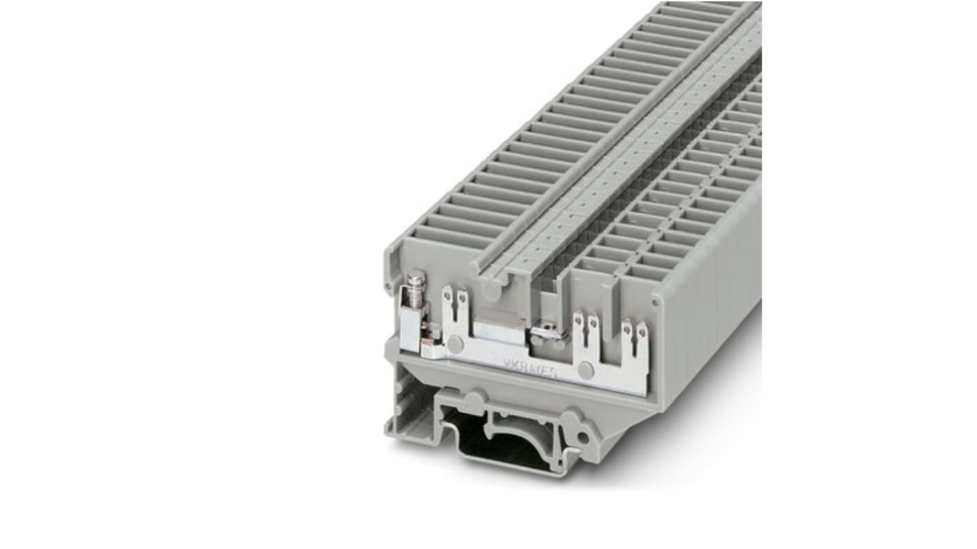 Phoenix Contact UVKB 4-FS(6-2.8-0.8) Series Grey Feed Through Terminal Block, 4mm², 1-Level, Screw Termination