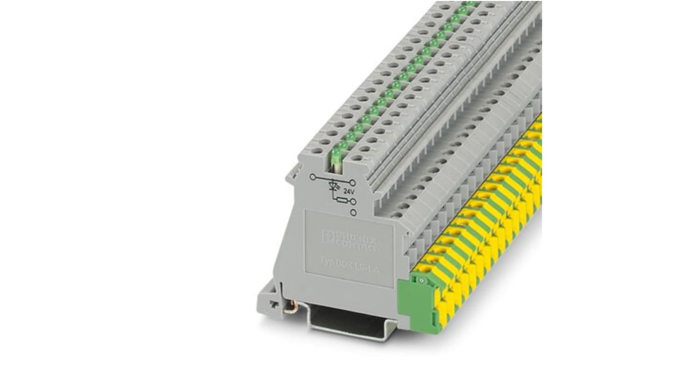 Phoenix Contact DOK 1.5-LA 24GN/O-M Series Grey Terminal Block, 2.5mm², Triple-Level, Screw Termination