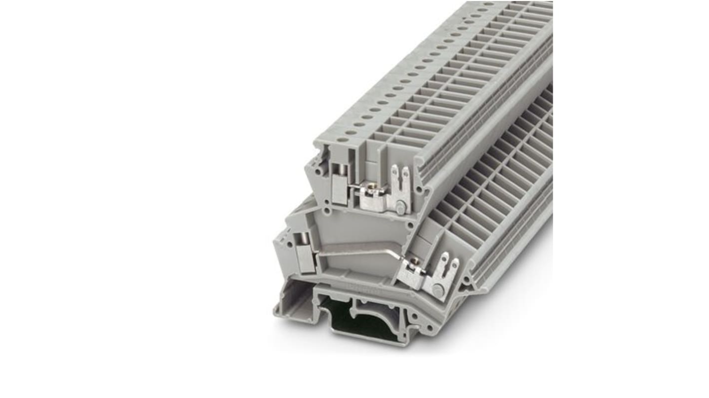 Phoenix Contact UKK 4-FS Series Grey Feed Through Terminal Block, 4mm², 1-Level, Screw Termination