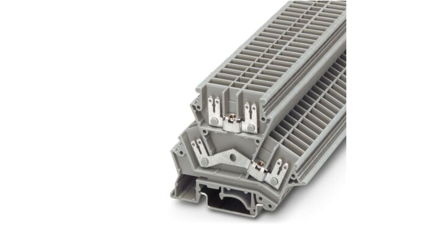 Phoenix Contact UKK 4-FS/FS Series Grey Feed Through Terminal Block, 4mm², 2-Level, Spade Termination