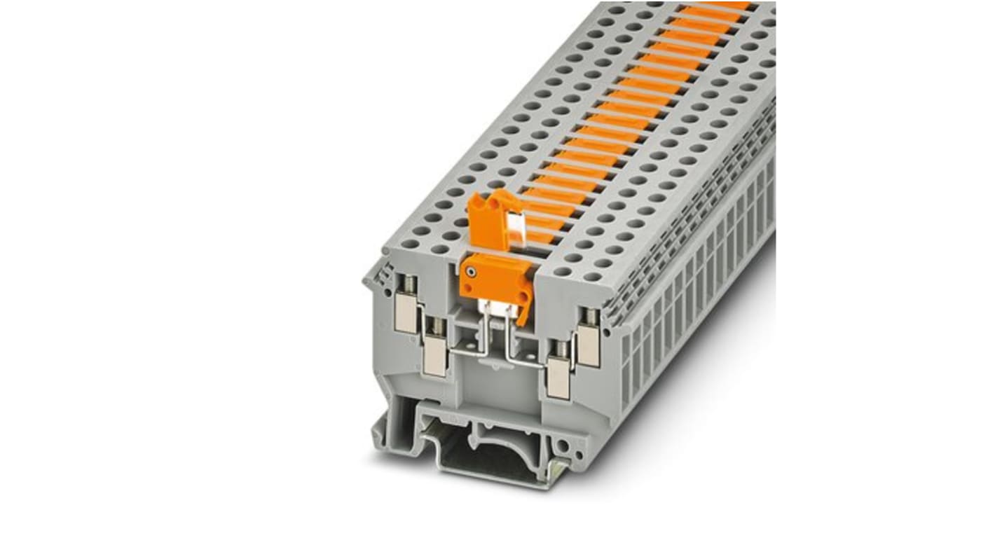 Phoenix Contact UDK 4-MTK-P/P MITSPERRE Series Grey Knife Disconnect Terminal Block, 4mm², 1-Level, Screw Termination