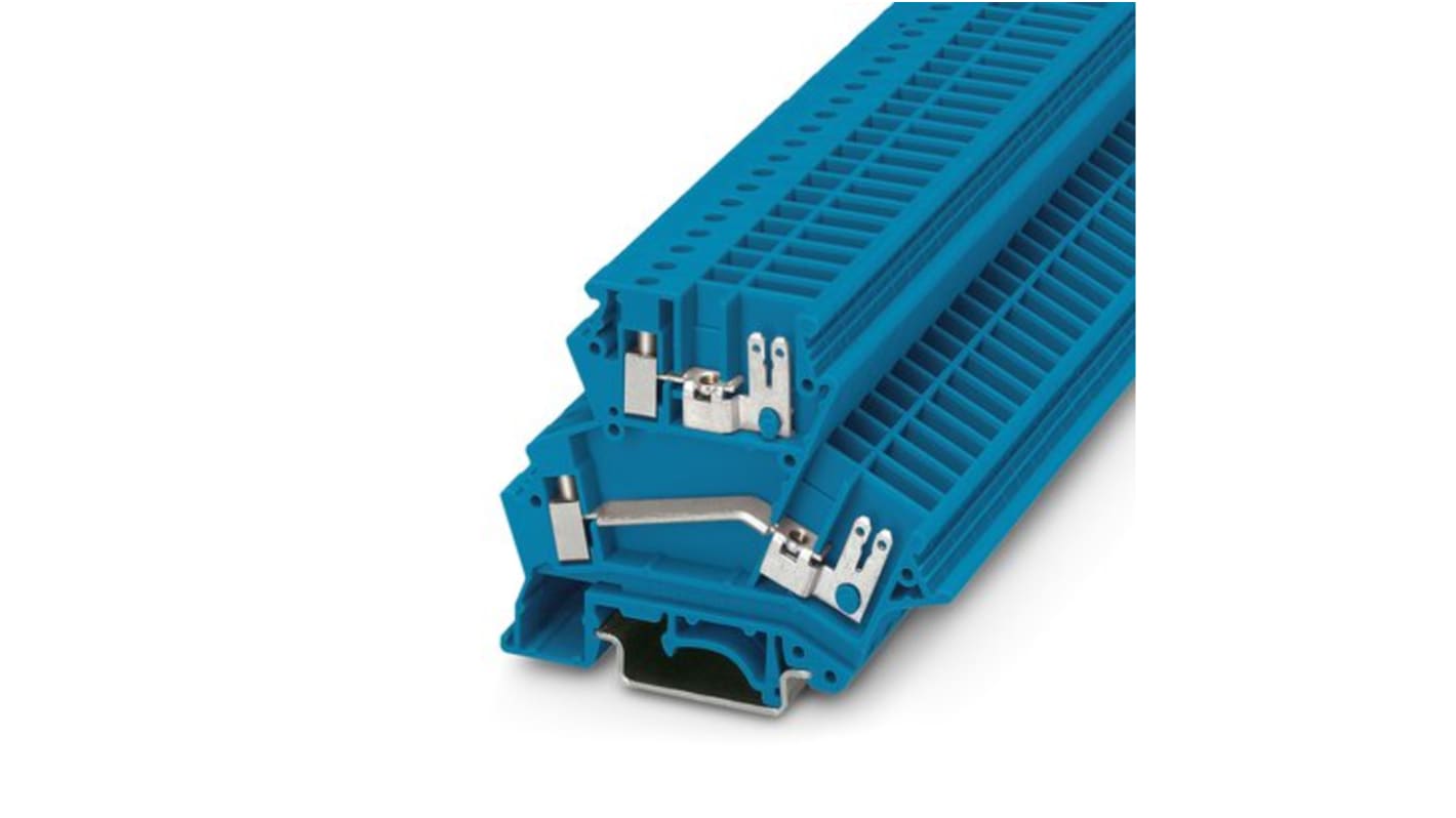 Phoenix Contact UKK 4-FS BU Series Blue Feed Through Terminal Block, 4mm², 1-Level, Screw Termination