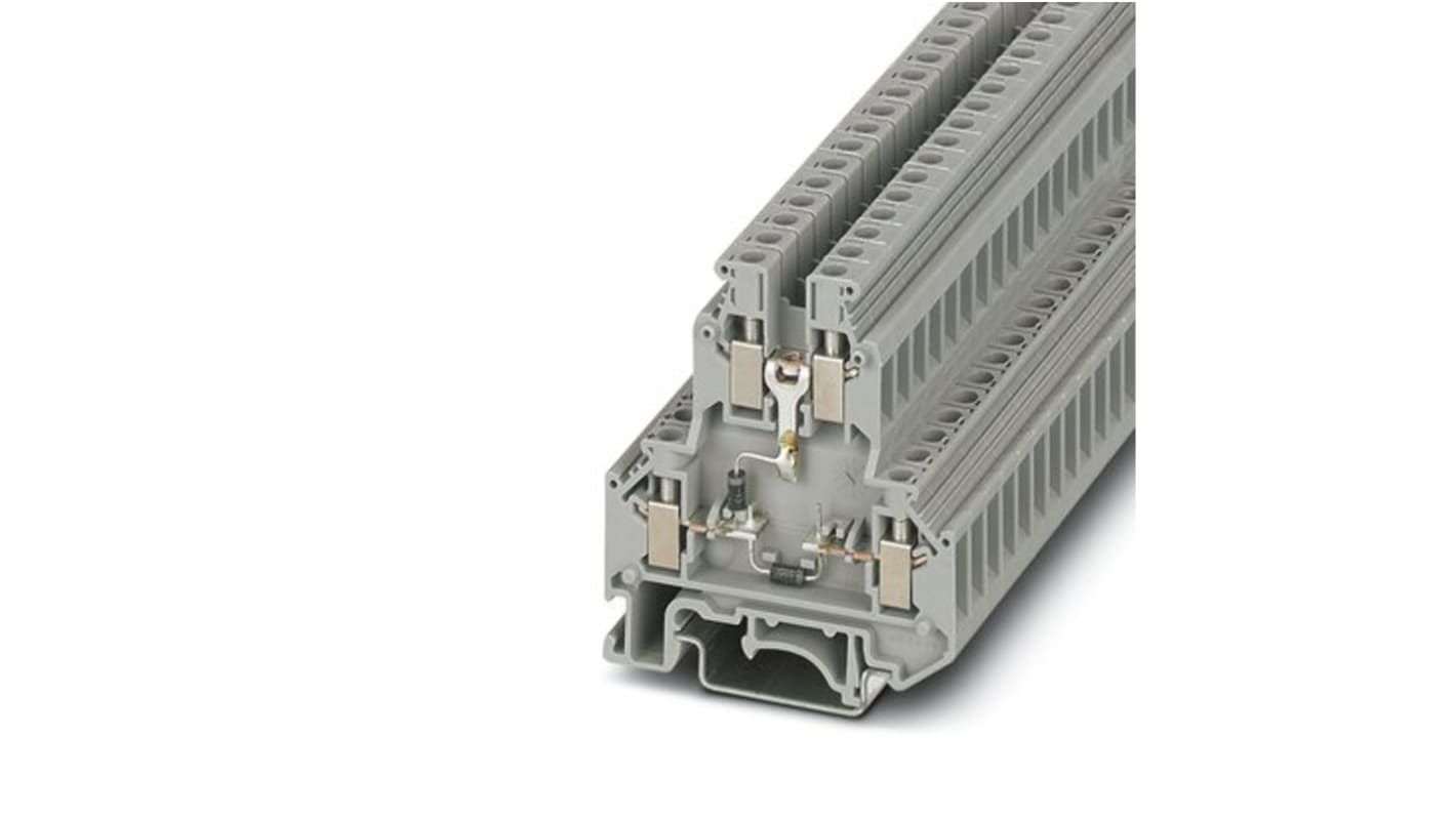 Phoenix Contact UKK 5-2DIO/UL-O/UL-UR Series Grey Component Terminal Block, 4mm², 2-Level, Screw Termination